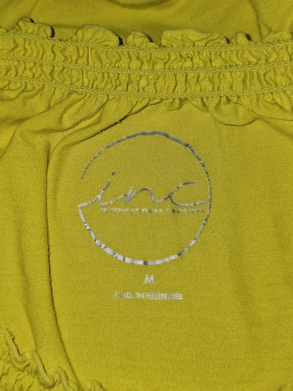 INC International Concepts Bright Yellow Smocked Puff Sleeve Crop Top - Picture 11 of 13